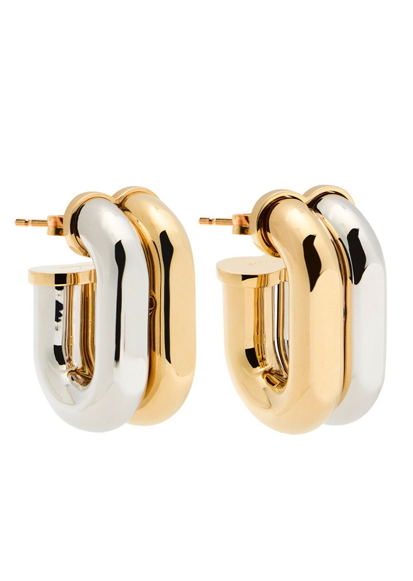 Photo: Rabanne XL Link Two-tone Hoop Earrings - Gold - One Size