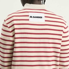 Jil Sander Men's Stripe Long Sleeve Polo in Salty Red