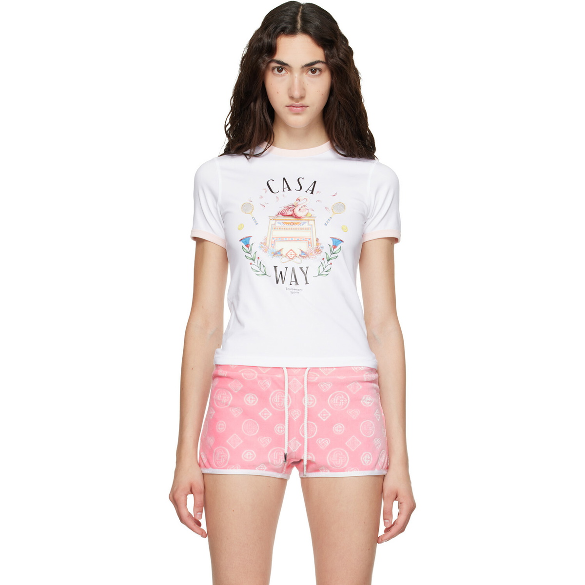 Casablanca White 'Casa Way' Ringer Short Sleeve T‑shirt