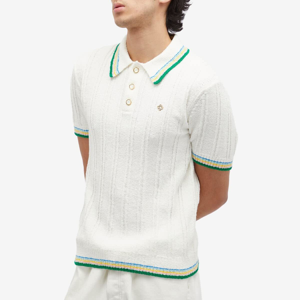 Tシャツ・カットソー Casablanca White boucle polo shirt (MPF25KW99901 WHITE) MPF24_KW_687_01_01_e72060a1-