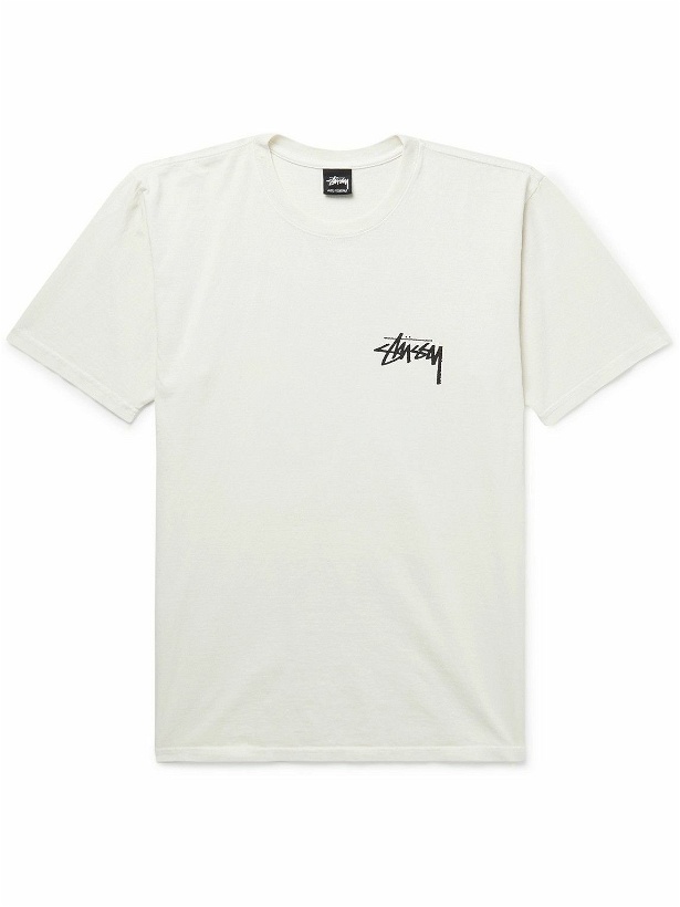 Photo: Stussy - Logo-Print Cotton-Jersey T-Shirt - Neutrals