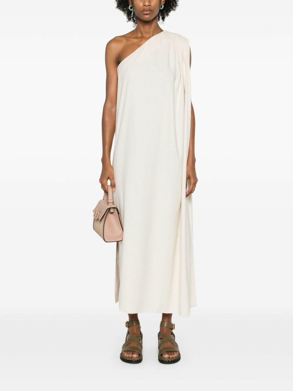 Maison La Plage Neutral Hydra One-Shoulder Dress