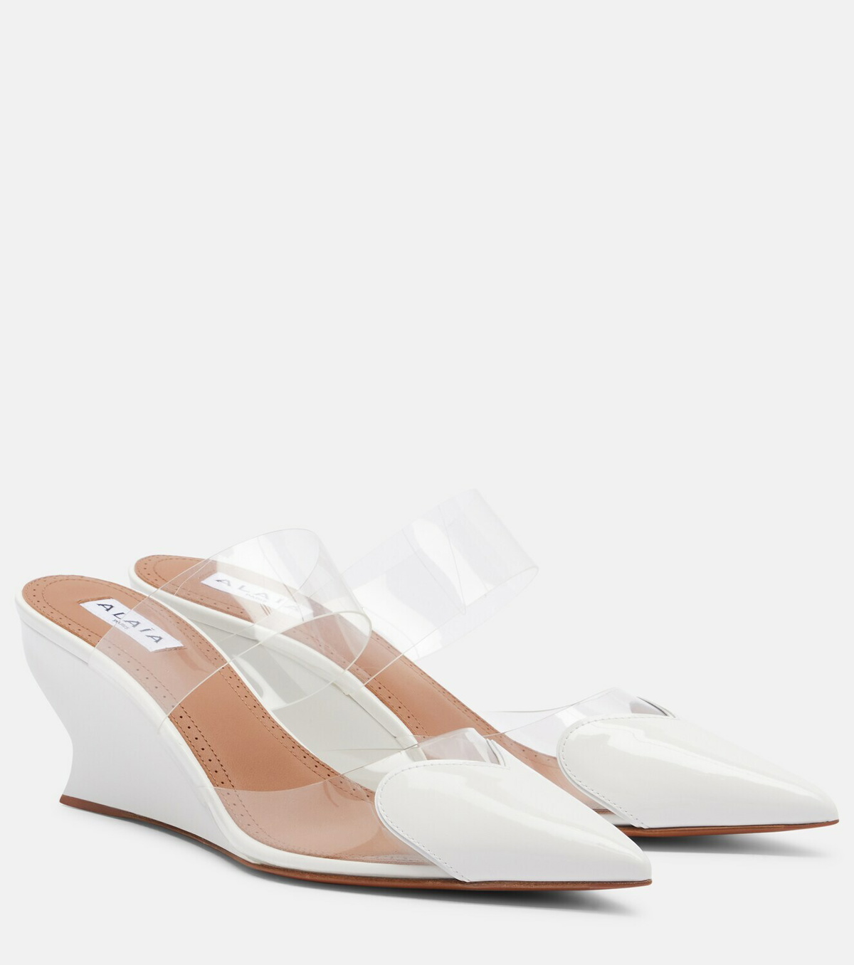 Alaïa Le Coeur patent leather wedge mules