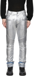 Balmain Silver Embossed Jeans