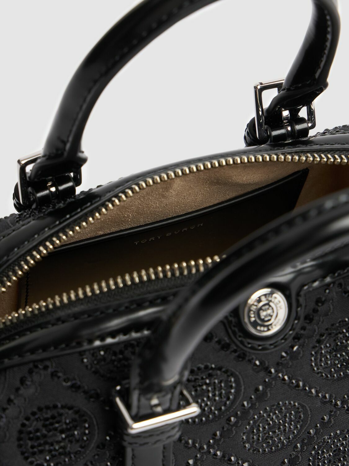 T Monogram Hotfix Petite バレルバッグ Ф TORY BURCH - T Monogram Hotfix Petite Barrel bag | Leam Roma