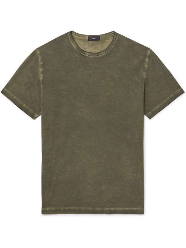 Photo: THEORY - Garment-Dyed Cotton-Jersey T-Shirt - Green - S