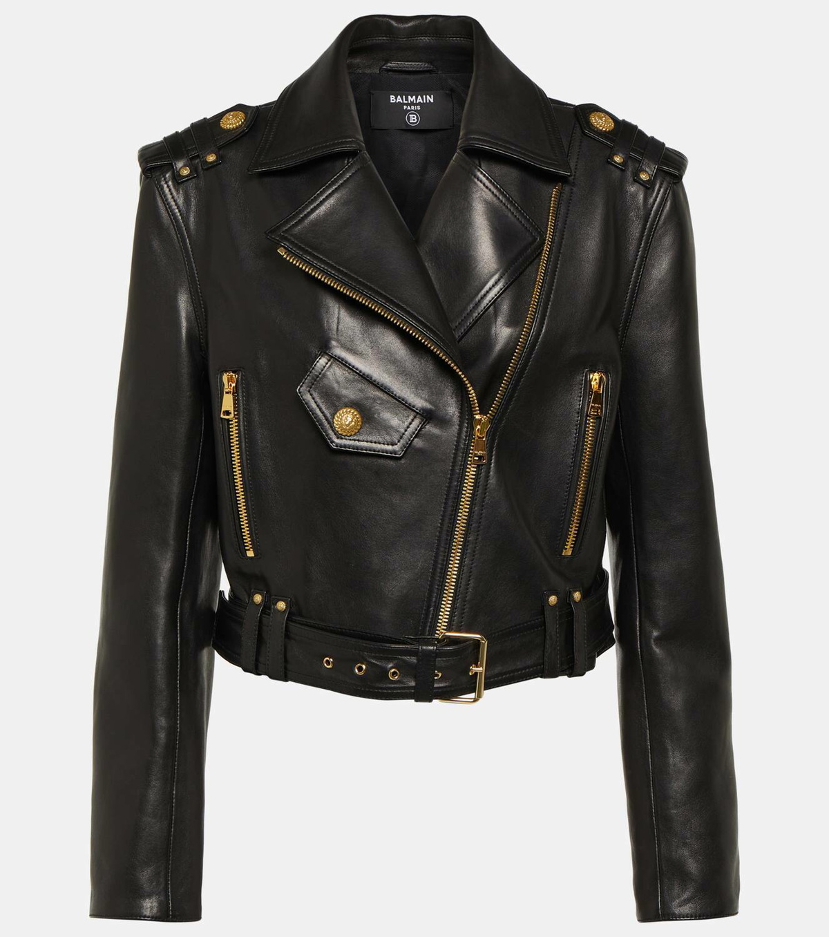 Balmain Cropped leather biker jacket Balmain