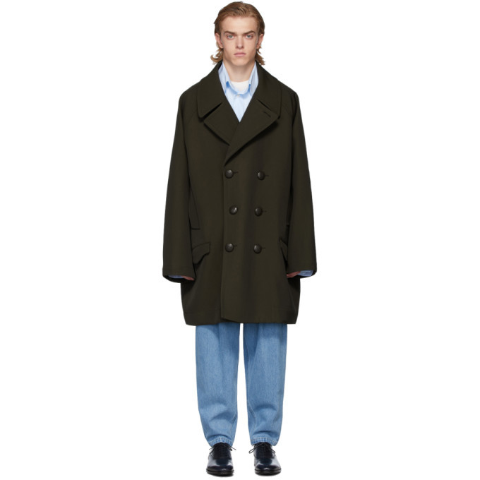 Hed Mayner Brown Wool Long Peacoat