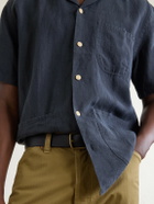 Drake's - Camp-Collar Linen Shirt - Blue