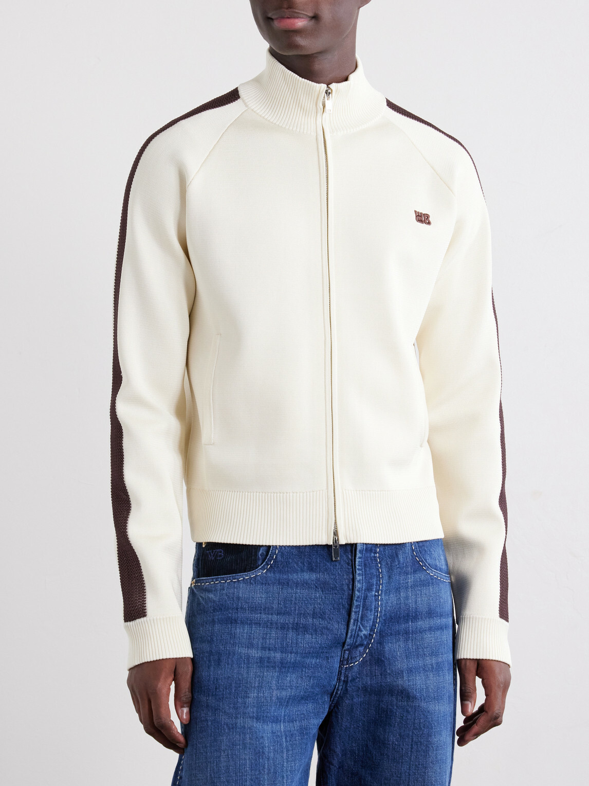 Wales Bonner - Tide Logo-Embroidered Knitted Jacket - White
