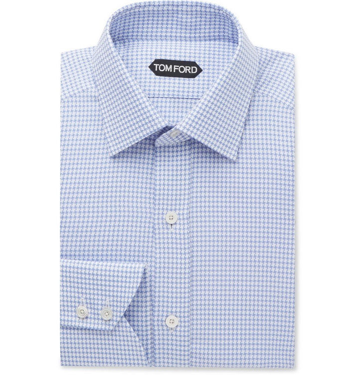 Photo: TOM FORD - Blue Slim-Fit Puppytooth Cotton Shirt - Men - Blue