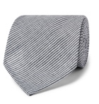 Rubinacci - Striped Linen Tie - Navy