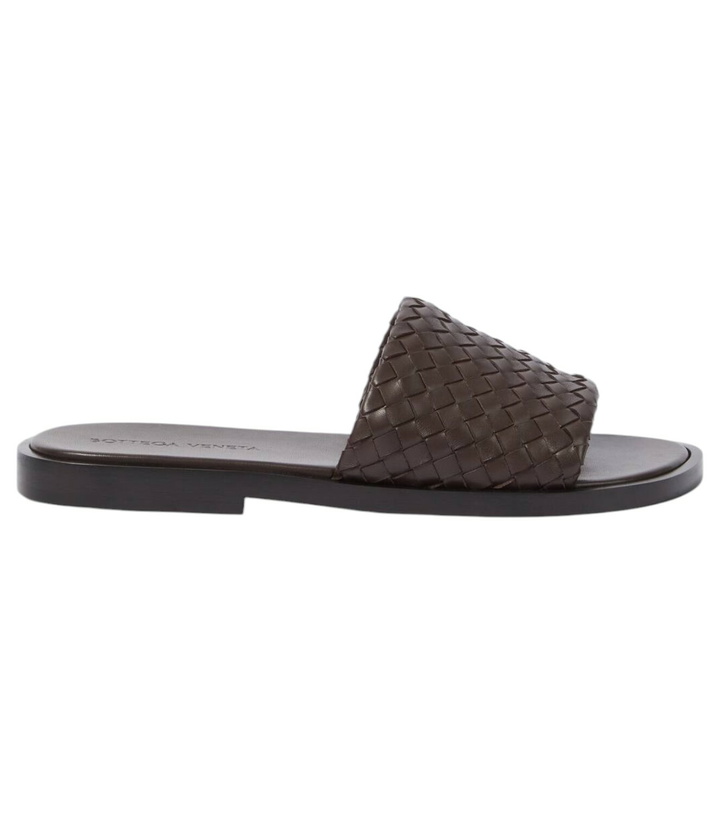Photo: Bottega Veneta Elio Intrecciato leather slides