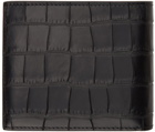Balenciaga Black Croc Square Folded Cash Coin Wallet