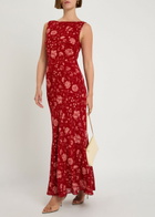 Reformation Prescott Floral-print Chiffon Maxi Dress Red