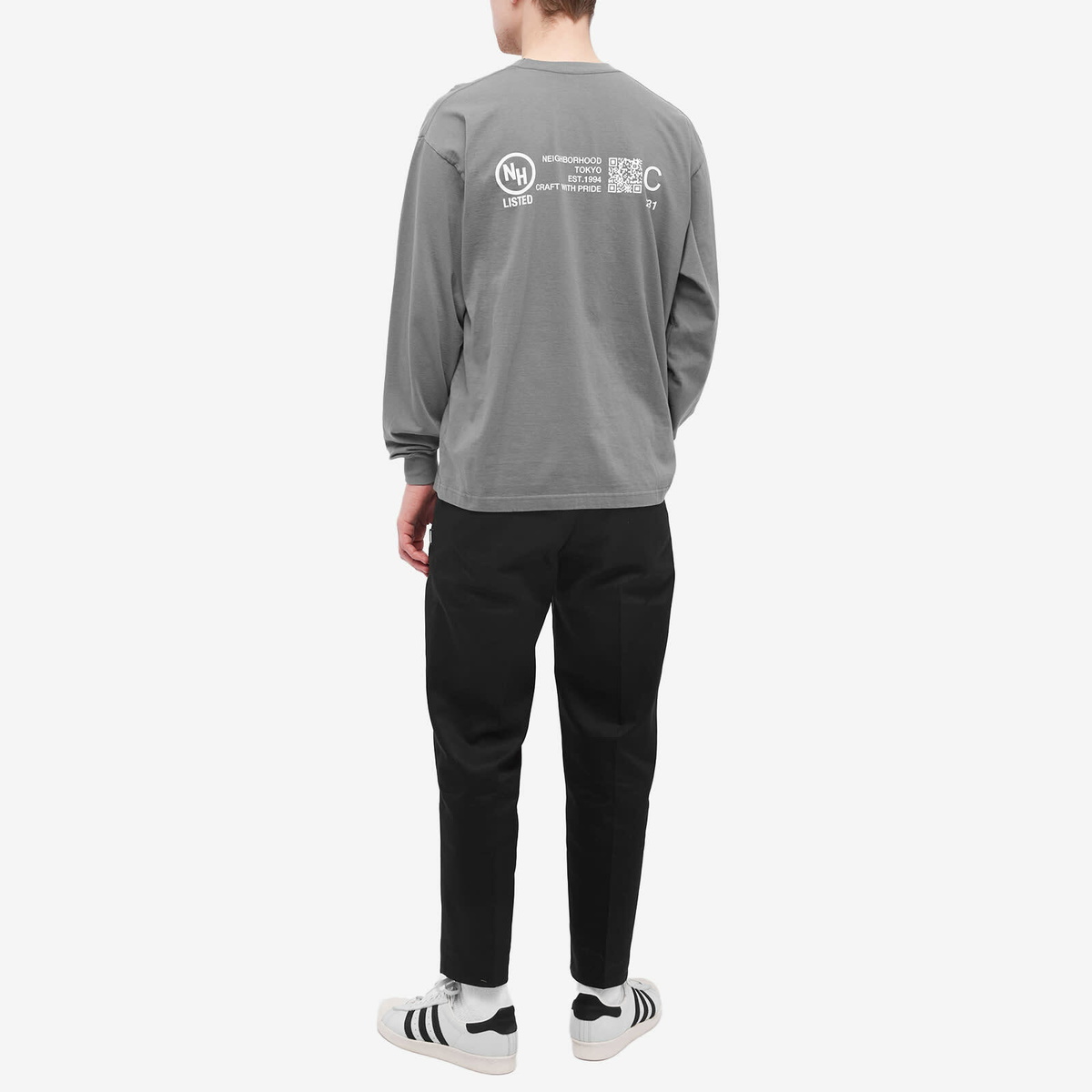 Neighborhood Men's Long Sleeve NH-4 T-Shirt in Grey Neighborhood