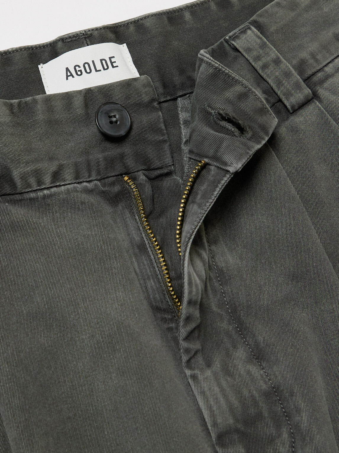 AGOLDE - Slater Tapered Pleated Cotton-Twill Trousers - Gray