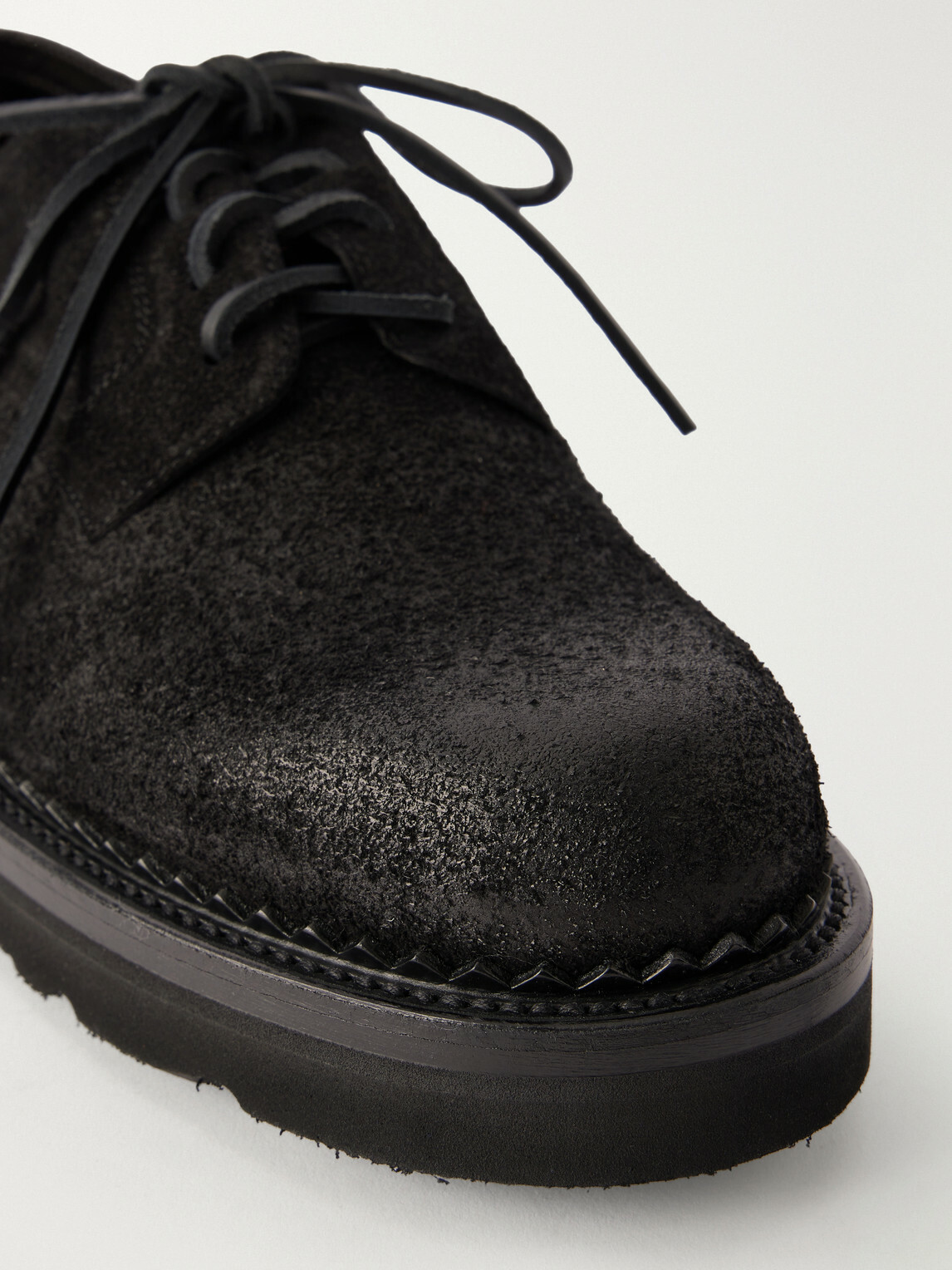 Yuketen - Military Plain Waxed-Suede Derby Shoes - Black