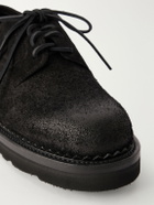 Yuketen - Military Plain Waxed-Suede Derby Shoes - Black
