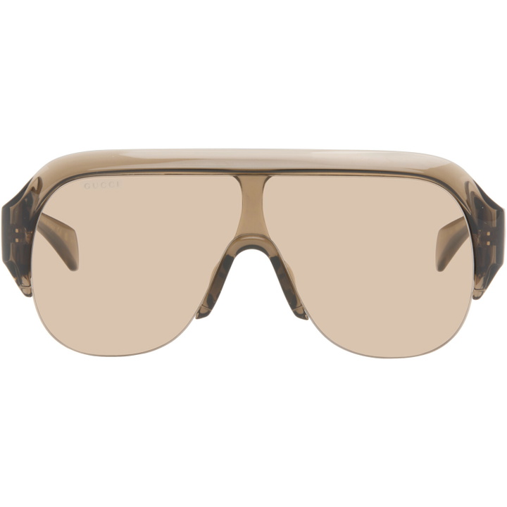 Photo: Gucci Brown Shield Sunglasses