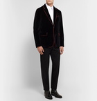 Alexander McQueen - Black Slim-Fit Contrast-Tipped Cotton-Velvet Blazer - Men - Black