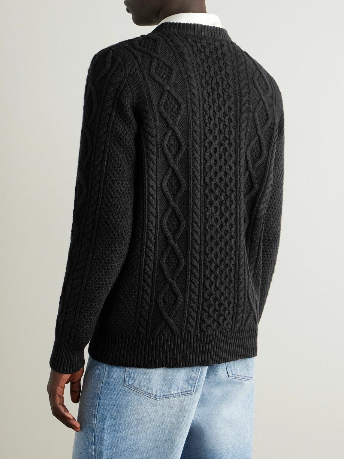 Ghiaia Cashmere - Pescatore Cable-Knit Wool Sweater - Black