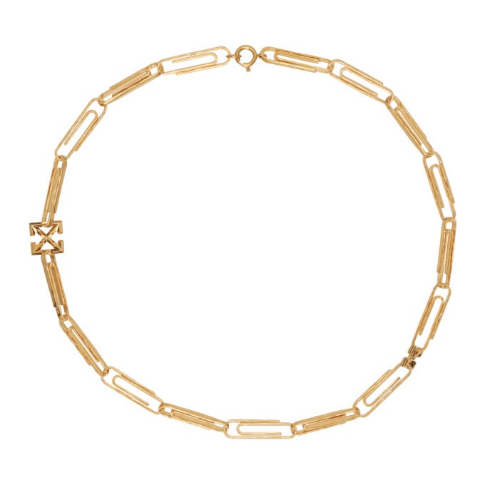 White Enamel Heart Paper Clip Chain Necklace gold – ADORNIA