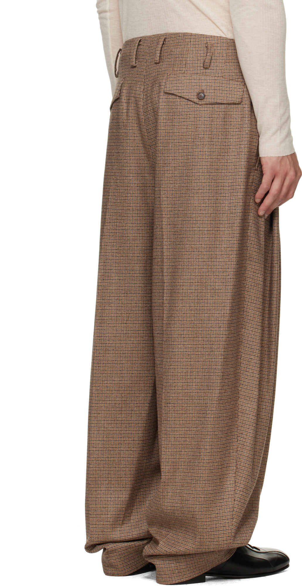 Hed Mayner Brown Check Trousers