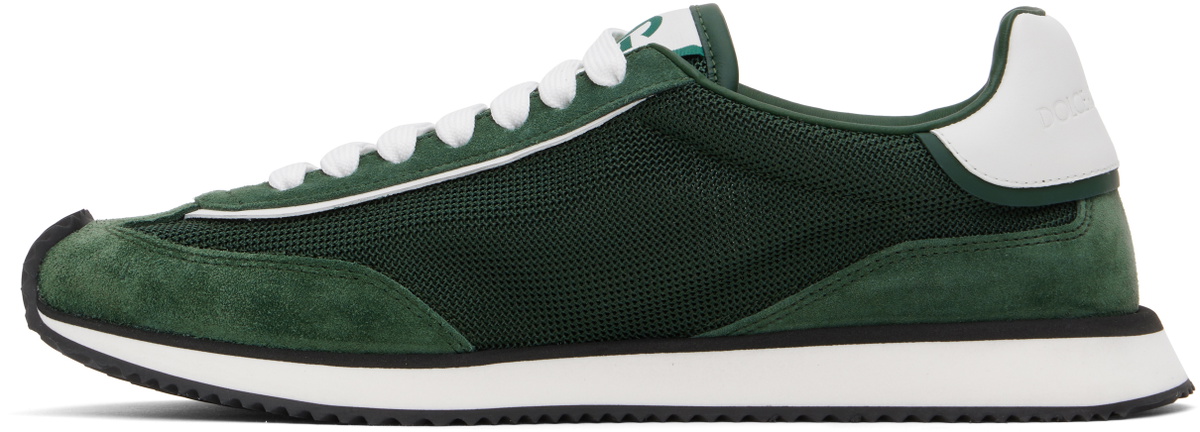 Dolce&Gabbana Green Mixed-Material 'DG' Cushion Sneakers