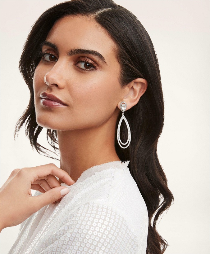 Photo: Brooks Brothers Women's Pave Drop Earrings | Silver