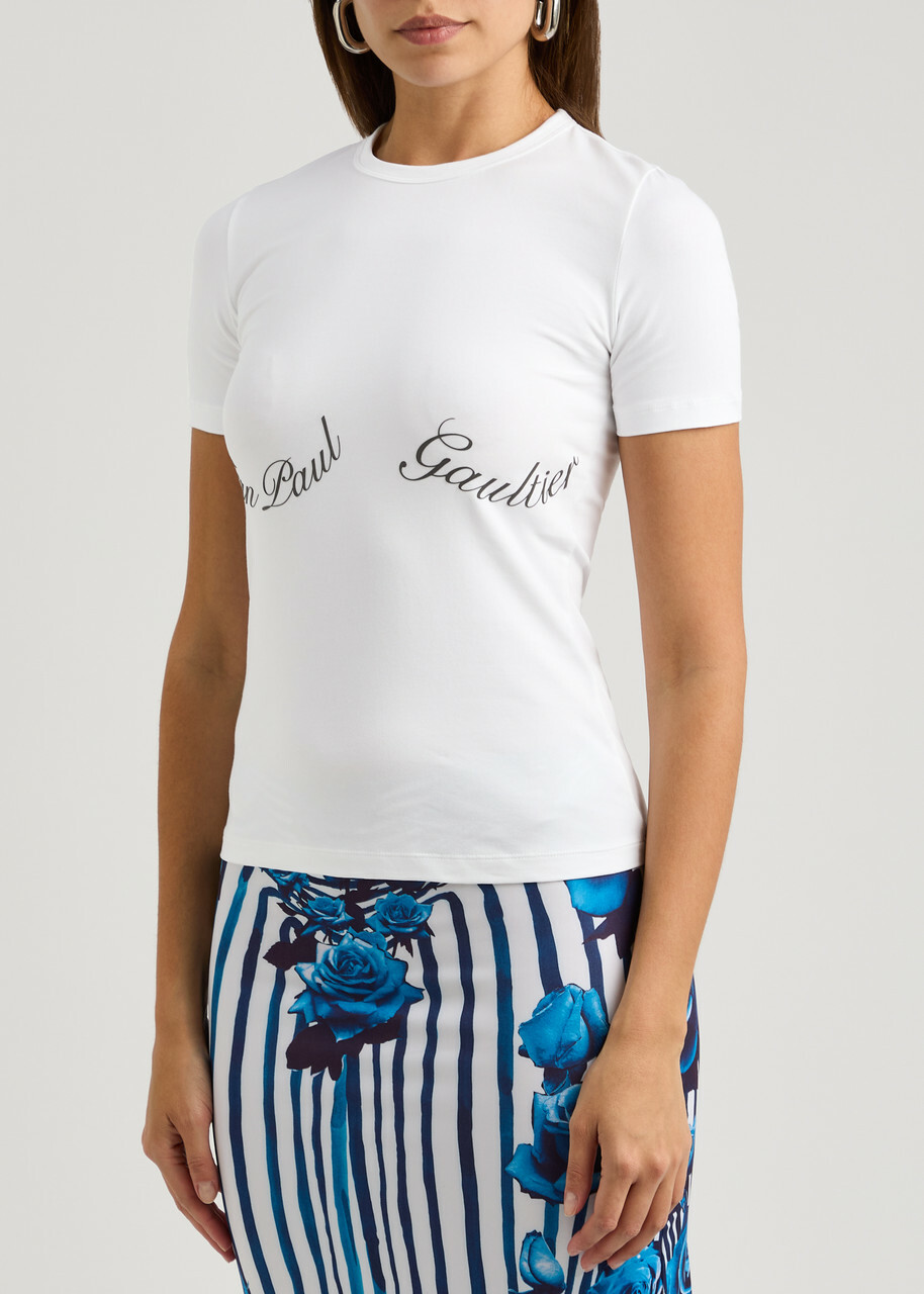 Jean Paul Gaultier Logo-print Stretch-cotton T-shirt White