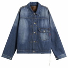 MASTERMIND WORLD Men's Patchwork Jacquard Denim Jacket in Indigo