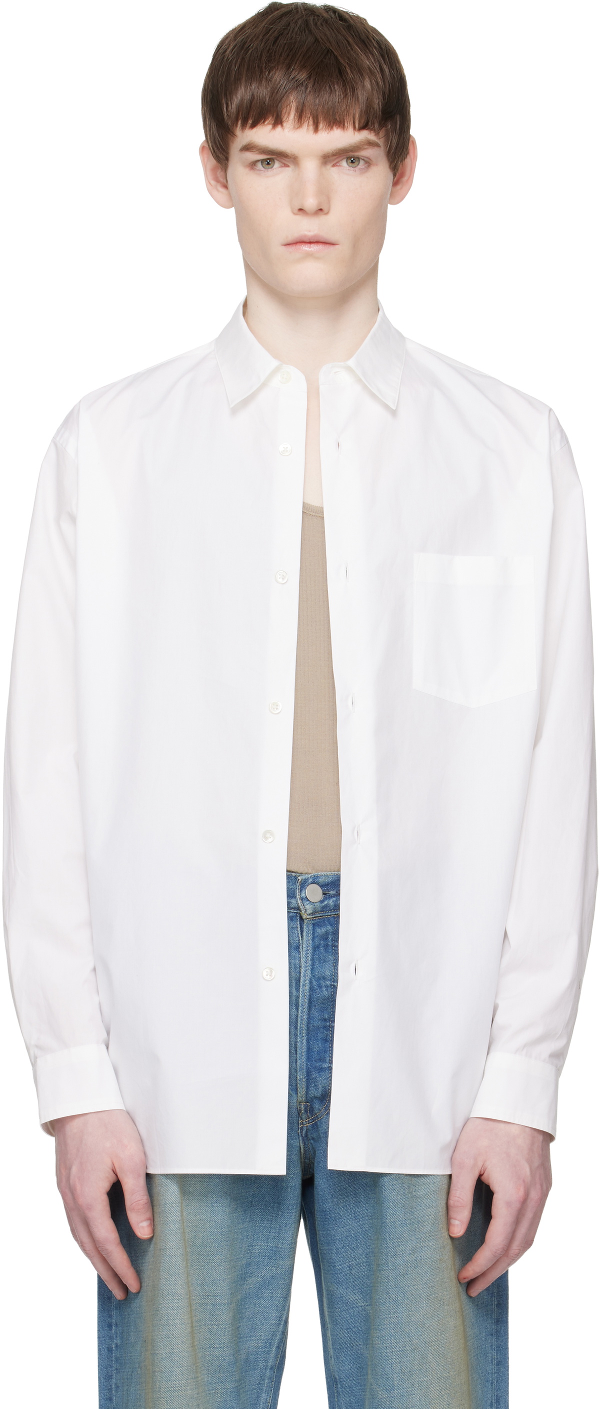 stein White Suvin Cotton Oversized Regular Collar Shirt