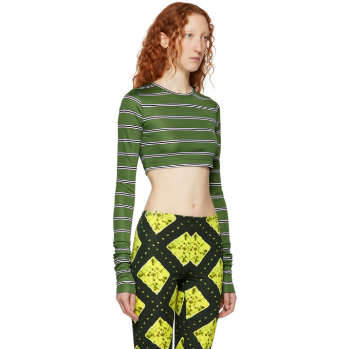 Marc Jacobs Green Redux Grunge Striped Cropped Shirt Marc Jacobs