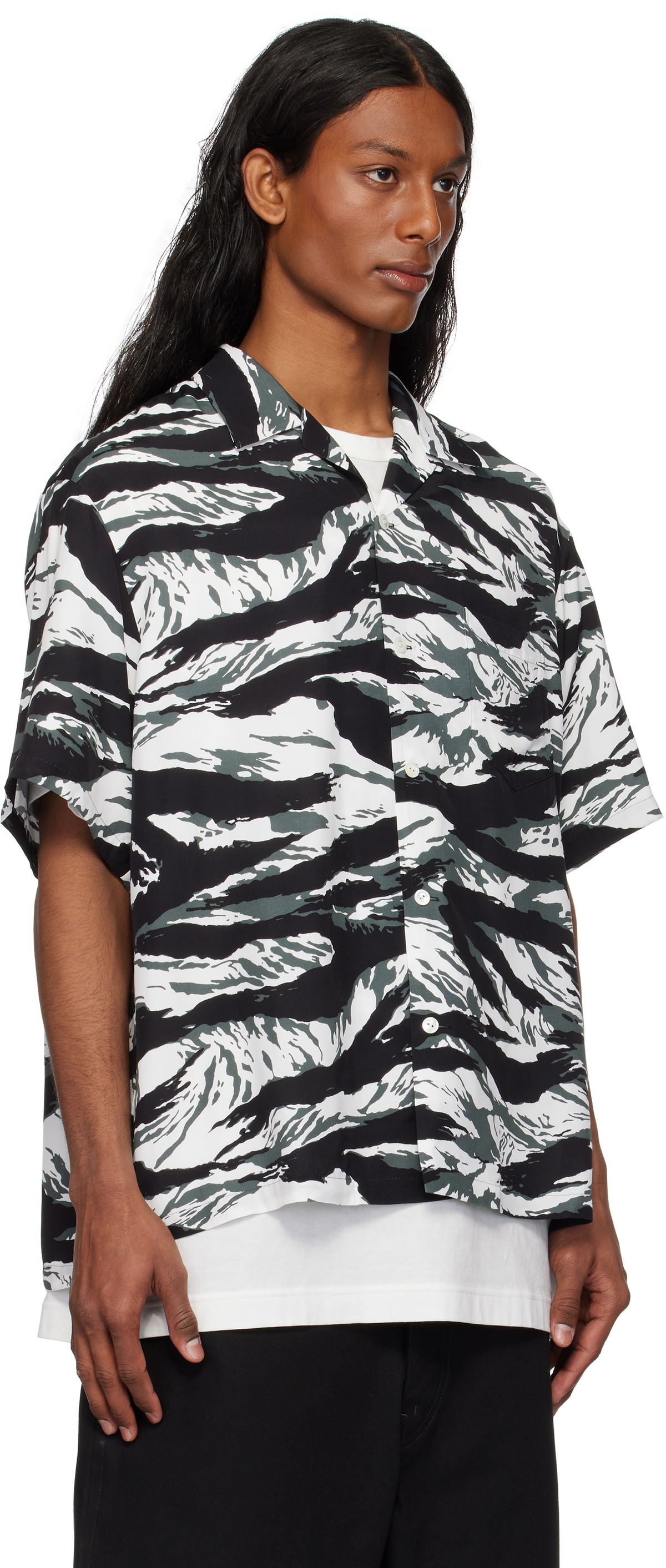 TAKAHIROMIYASHITA TheSoloist. Black & White Tiger Camouflage T-shirt