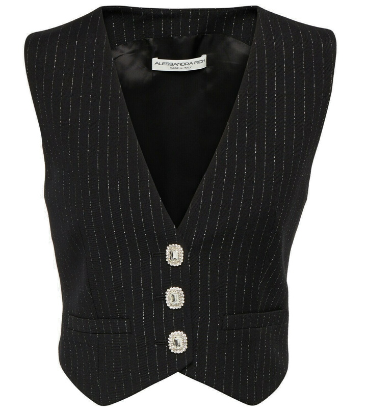 Photo: Alessandra Rich Wool-blend pinstriped vest
