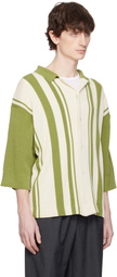 DOCUMENT Green & Off-White Intarsia Knitting Stripe Shirt