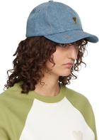 AMI Paris Blue Denim Ami de Coeur Embroidery Cap