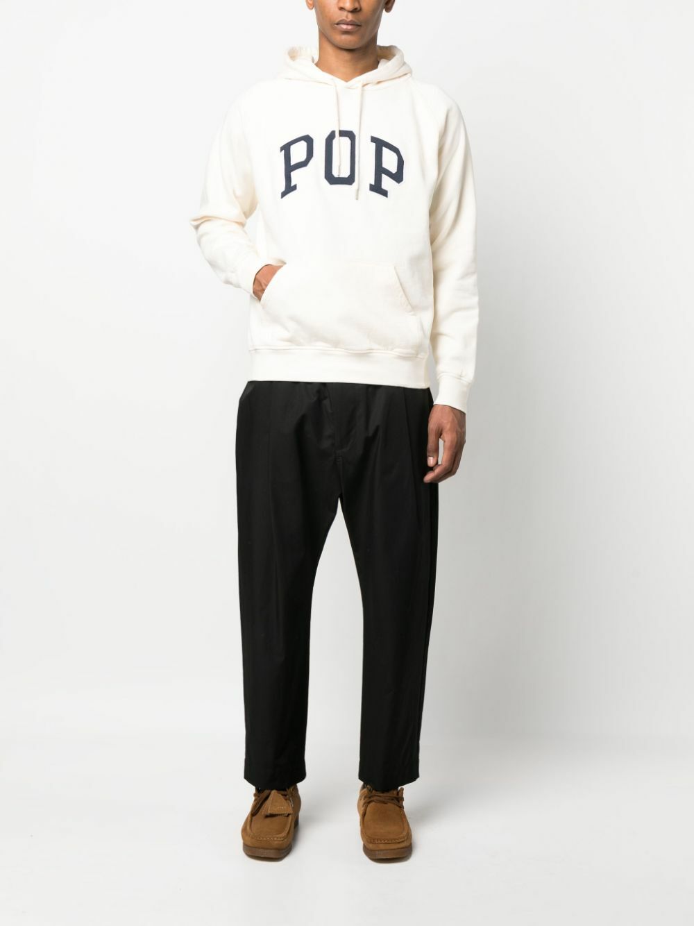 Pop Trading Company White Arch Logo Appliqué Hoodie