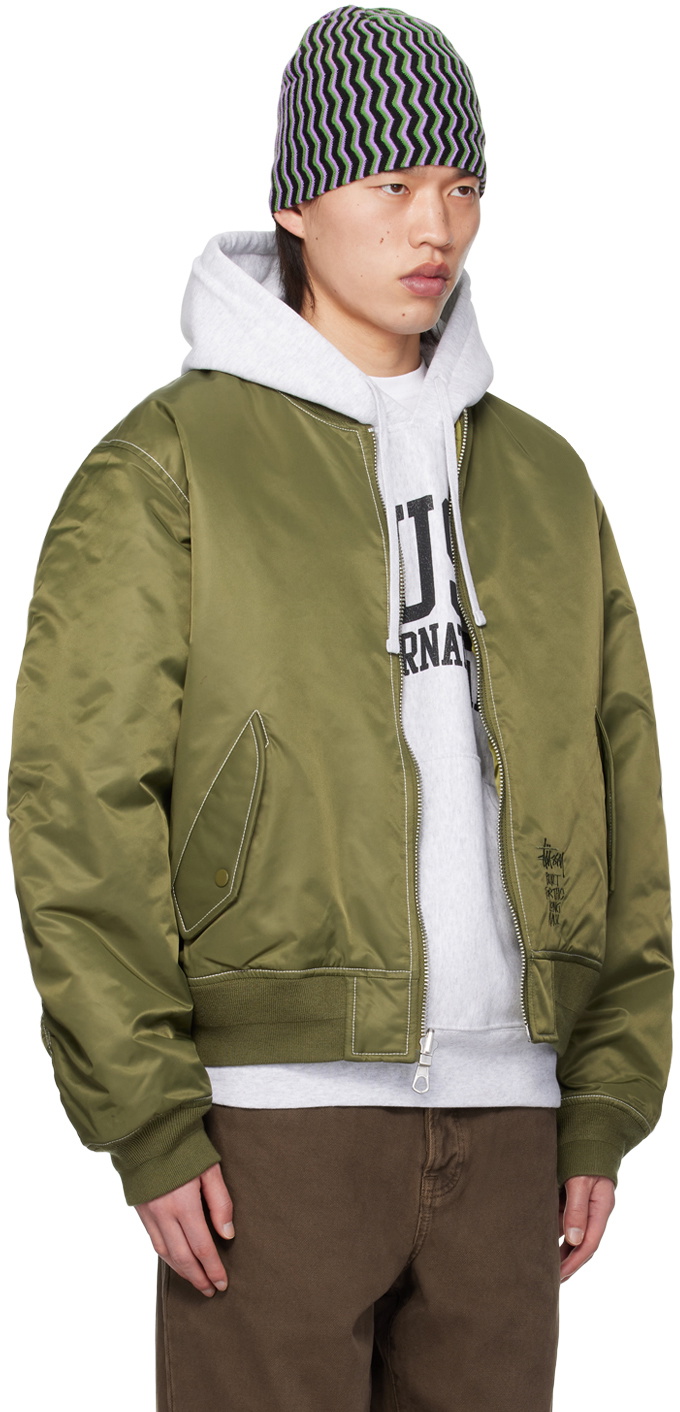 Stüssy Khaki Built Reversible Bomber Jacket Stussy