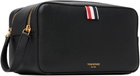 Thom Browne Black Soft Pebble Grain Leather Wash Pouch