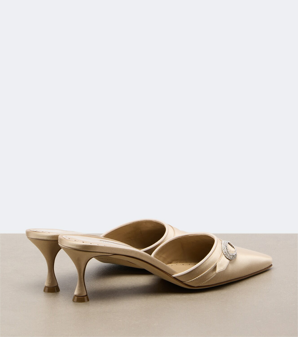 Manolo Blahnik Embellished satin mules