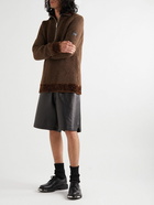 Raf Simons - Metallic Ribbed-Knit Half-Zip Sweater - Brown