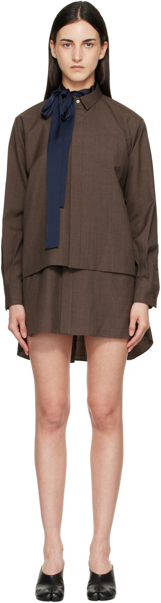 sacai Brown Suiting Minidress