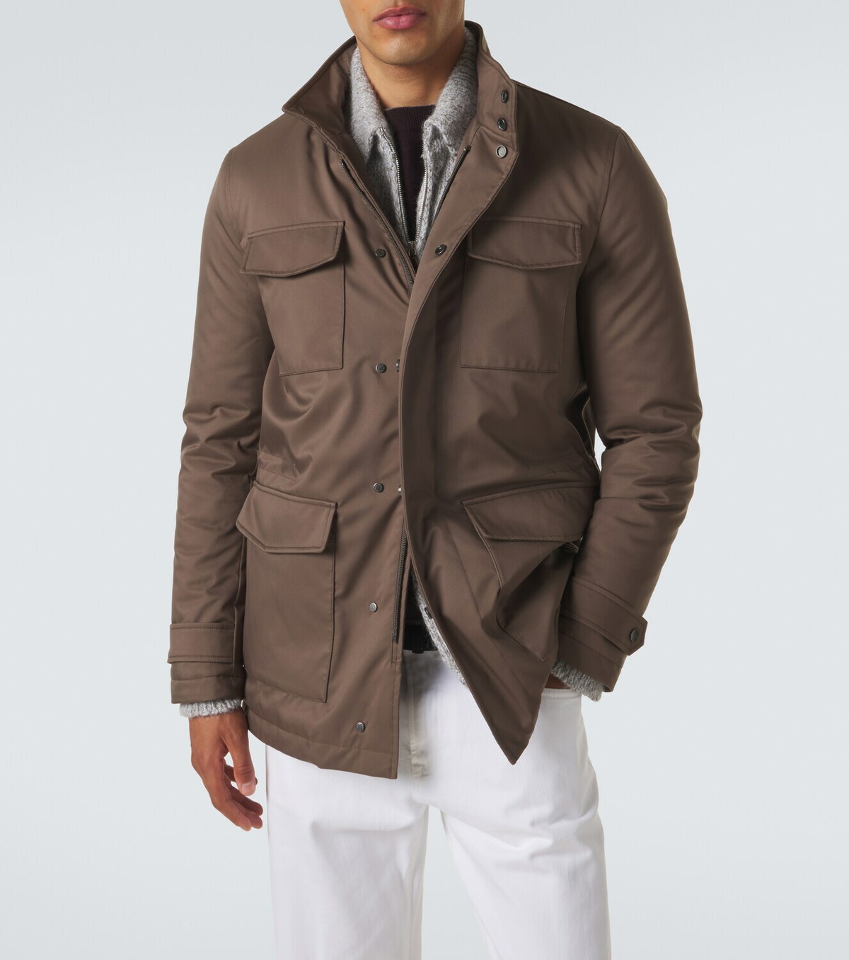 Kiton Suede-trimmed technical jacket
