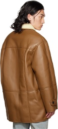 DRAE SSENSE Exclusive Brown Faux-Leather Jacket
