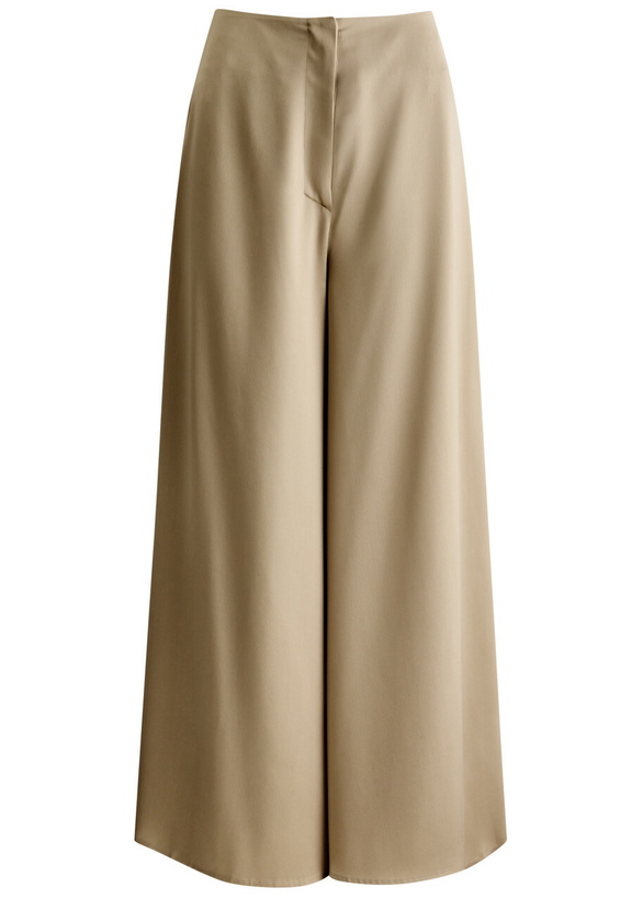 Photo: Nanushka Zaniah Cropped Flared-leg Satin Trousers Beige