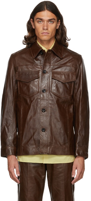Photo: Dries Van Noten Brown Lash Leather Jacket