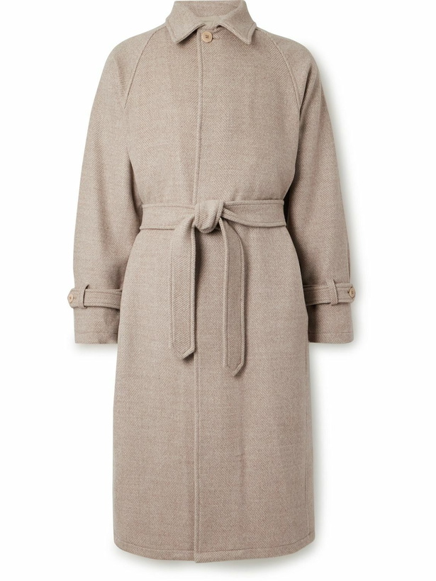 Photo: Stòffa - Belted Herringbone Wool Coat - Neutrals