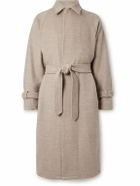 Stòffa - Belted Herringbone Wool Coat - Neutrals